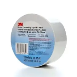 3M 7000028956 General Purpose Vinyl Tape 764 White 50.8 mm x 32.9 m 5 mil 24 Roll/Case Fresh Stock