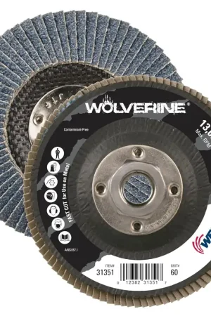 Weiler 31351 Wolverine Abrasive Flap Disc 60 Grit Zirconia Alumina Bevel Type 29 Phenolic Backing Genuine