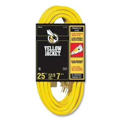 Woods Wire 2883 Yellow Jacket Power Cord 25 ft 12/3 Cord Yellow In Demand