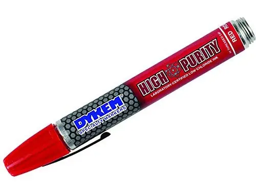 Dykem 44301 High Purity Marker Red Medium Tip Adjustable Threaded Cap Clearance