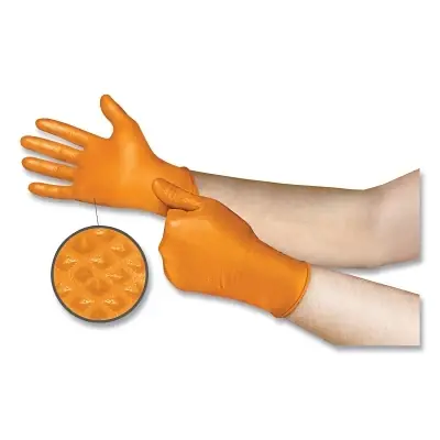 Ansell 93256070 Mega Texture 93-256 Disposable Nitrile Gloves Size 7 Orange Buy Direct