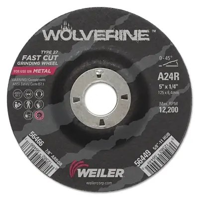 Weiler 56466 Wolverine Grinding Wheels 5 Dia 1/4 Thick 7/8 Arbor 24R Sale