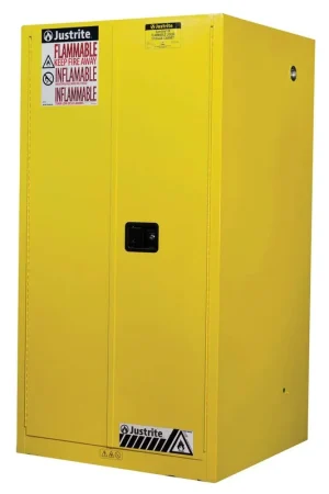 Save Now Justrite 896000 Sure-Grip EX Flammable Liquid Storage Cabinet, 60 Gallon Reinforced Steel Fire Cabinet for Gasoline Storage, 2 Manual Close Doors, 65 x 34 x 34, Yellow