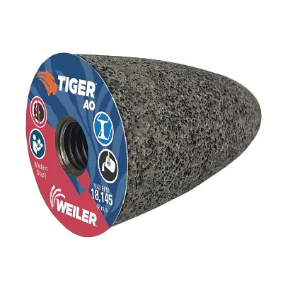 Markdown Weiler 68310 Type 16 Round Tip Grinding Cone 2 Inches Diameter 24 Grit 5/8 Inches to 11 Arbor Aluminum Oxide