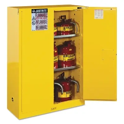 Justrite 894520 Yellow Safety Cabinets for Flammables, Self-Closing Cabinet, 45 Gallon Holiday Sale