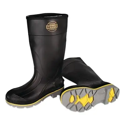 Servus 75109-060 XTP PVC Steel Toe Knee Boots 15 inch Size 6 Black/Gray/Yellow Brand New