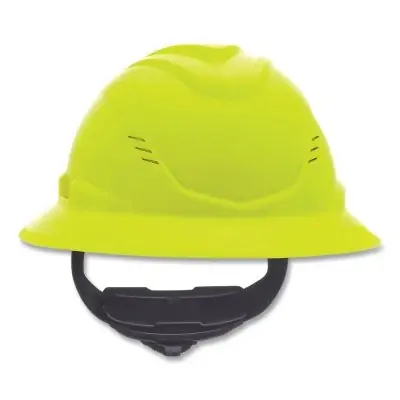 Next Day Delivery MSA 10236066 V-Gard C1 Hard Hat Fas-Trac III 4 Point Ratchet Vented Hi-Viz Yellow Green