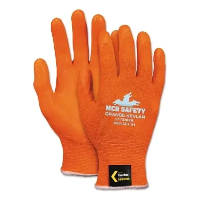 MCR Safety 9178NFOS Kevlar Hi-Vis Nitrile Foam Palm Gloves Small Orange Top Rated