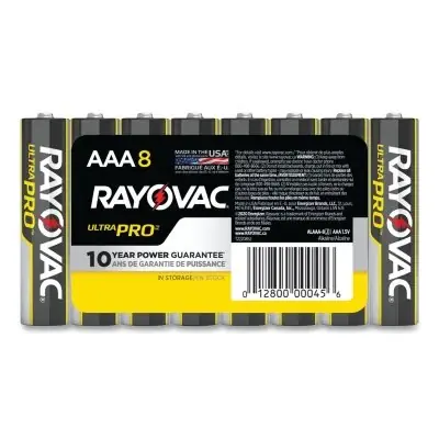 Brand New Rayovac ALAAA8J Ultra Pro Alkaline Battery 1.5V AAA Shrink Pack 8/PK