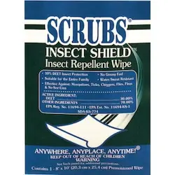 Scrubs 91401 Insect Shield Insect Repellent Wipes 8 in x 10 in Single Towels 100 Pack Crafted