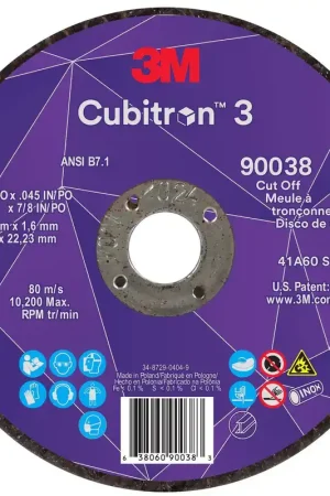 High Quality 3M Cubitron 3 Cut-Off Wheel 6 Inch Diameter 60+ Grit 7100313190