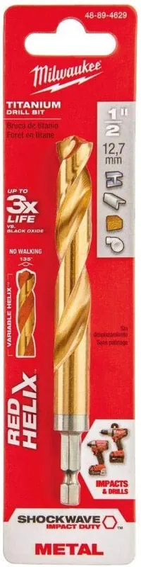 Milwaukee 48-89-4629 1/2 Titanium Shockwave Impact Duty Drill Bit Same Day Shipping