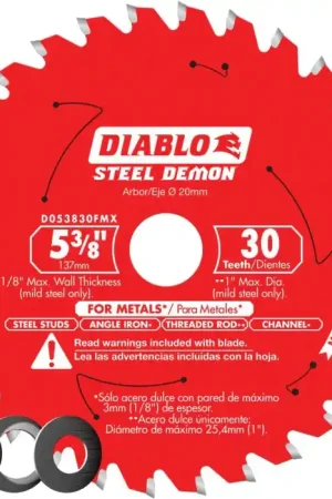 Diablo D053830FMX Steel Demon Metal Cutting Saw Blade 5-3/8 inch 30 TCG Teeth and 20mm Arbor Express Delivery