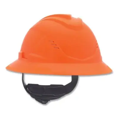 MSA 10215833 V-Gard C1 Hard Hat Fas-Trac III 4 Point Ratchet Vented Hi-Viz Orange Direct From Factory