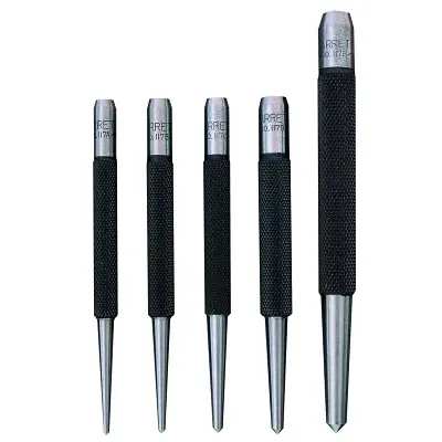 L.S. Starrett 50488 Center Punch Set Pointed English Plastic Case Professional Grade