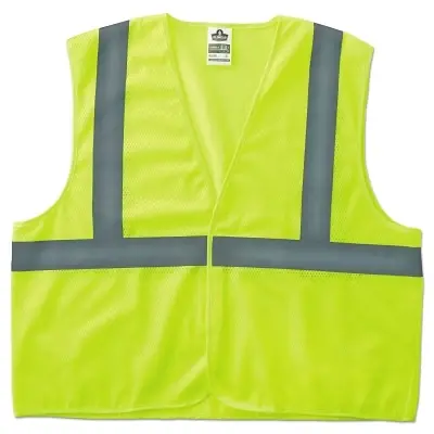 Certified Ergodyne 20977 GloWear 8205HL Class 2 Super Econo Vest Hook/Loop Closure 2XL/3XL Lime