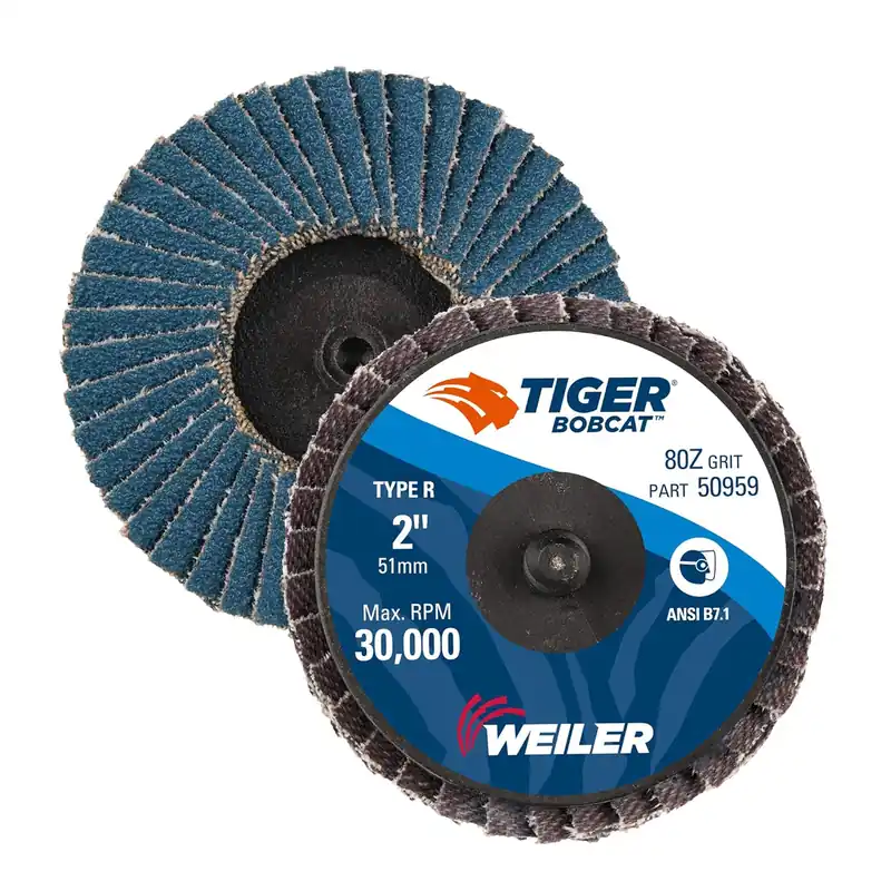 Top Rated Weiler 50959 2 Bobcat Mini Abrasive Flap Disc Flat Ty27 Type R Mount 80Z Pack of 10