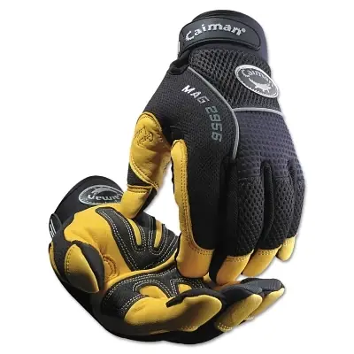 Authentic Caiman 2956-L Gold Grain Leather Palm Gloves Large