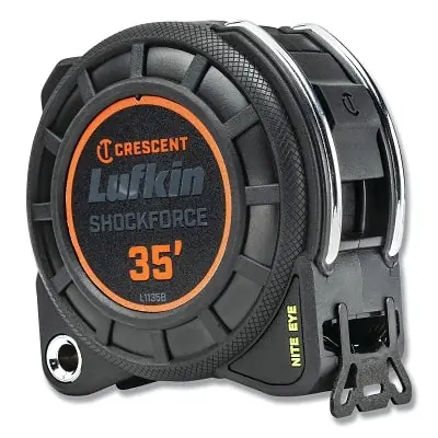 Crescent Lufkin L1135B-02 Shockforce Nite Eye Dual-Sided Tape Measure 1-3/16 in W x 35 ft L Black Blade Genuine