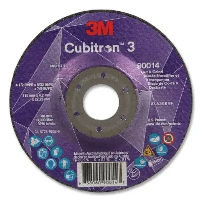 3M 7100303968 Cubitron 3 Cut and Grind Wheel 4-1/2 inches x 5/32 inches x 7/8 inches 36+ Grit T27 Pack of 10 Seasonal Sale