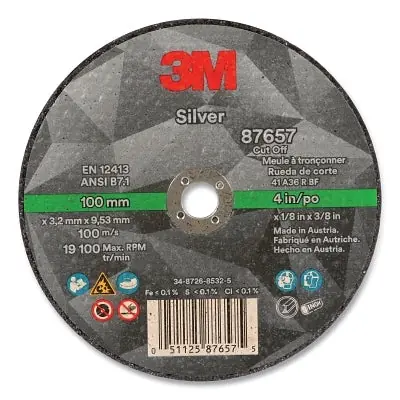 3M 7100141050 Silver Cut-Off Wheel 4 x 0.25 in. Silver Cut-Off Wheel Express Delivery