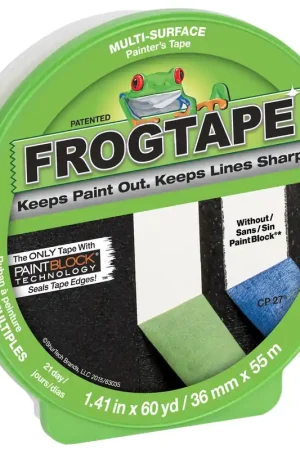 FrogTape 157900 CF 120 Crepe Paper Multi Surface Painters Masking Tape with PAINTBLOCK 48mm x 55m Latest