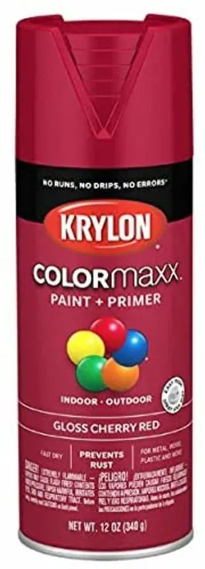 Flash Sale Krylon K05511007 Colormaxx Paint + Primer 12 oz Cherry Red Gloss - Pack of 6