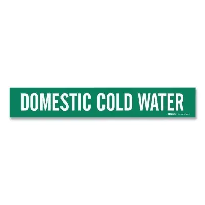 In Demand Brady 87700 Self-Sticking Vinyl Pipe Marker Domestic Cold Water Green Vinyl 2.25 in W 14 in L