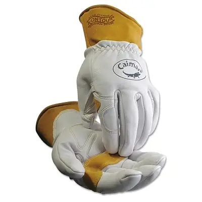 Reduced Price Caiman 1871-M Multi-Task Gloves Medium Boarhide Goat Ovis-Hide Leather White Tan