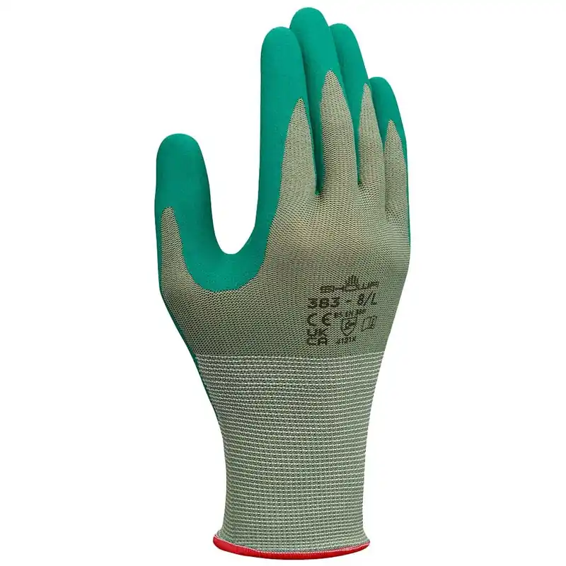 SHOWA 383M-07 Biodegradable EBT Nitrile General Purpose Work Glove, Medium, Pack of 12 Pairs, Green While Supplies Last