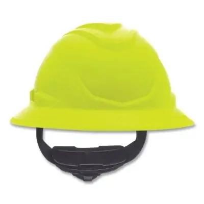 MSA 10237724 V-Gard C1 Hard Hat Fas-Trac III 4 Point Ratchet Non-Vented Hi-Viz Yellow Green Fan Favorite