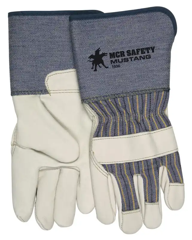 MCR Safety 1936L Mustang Premium Grade Leather Palm Gloves Large Pack of 12 Big Sale
