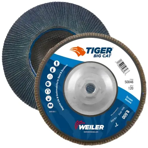 High Quality Weiler 50846 7 Big Cat Abrasive Flap Disc 120 Grit Pack of 10