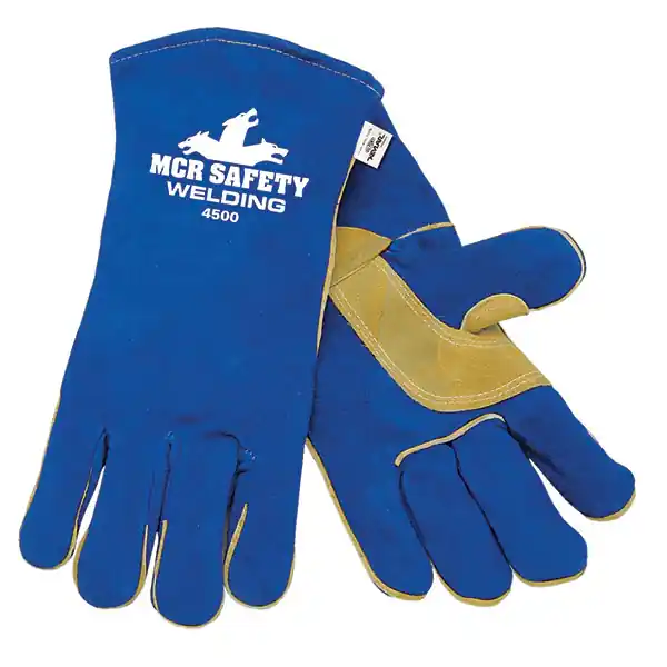 Weekend Sale MCR Safety 4500 Welding Gloves Blue XL Split Cowhide Sewn Kevlar
