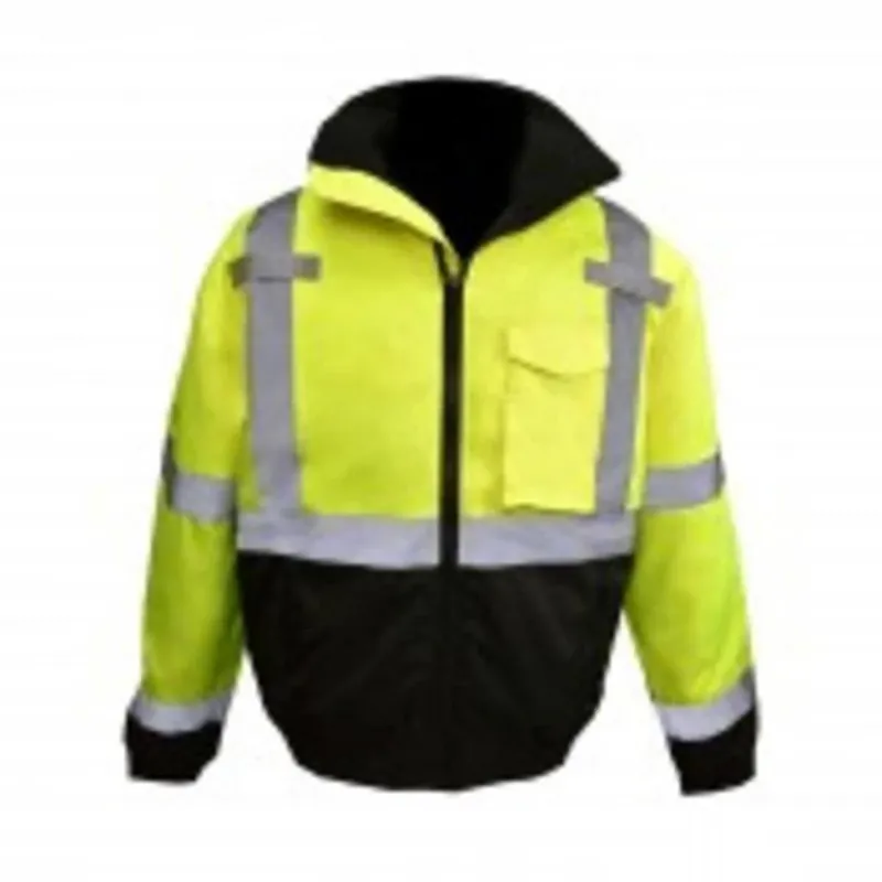 Radians SJ11QB-3ZGS-XL High Visibility Weatherproof Bomber Jacket with Quilted Built-in Liner, Hi-Vis Green, Black Bottom, XL Professional Grade