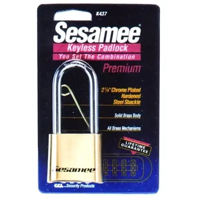 Flash Sale CCL K437 Sesamee Keyless Padlock 5/16 in Shackle Dia 2 1/4 in L X 1 in W Brass Carded