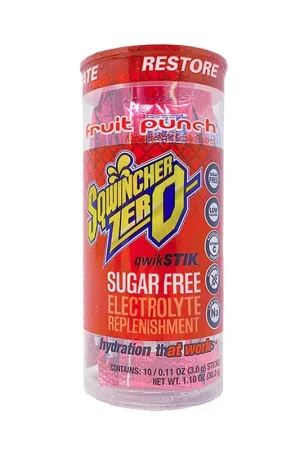 Sqwincher 159060202 Qwik Stik ZERO Sugar, 0.06 oz Pack, Yields 10 oz, Fruit Punch Genuine