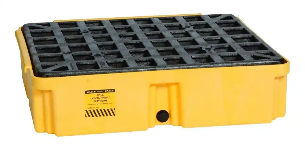 Free Returns Eagle 1633D Drum Modular Spill Platform with Drain 2000 lbs Yellow