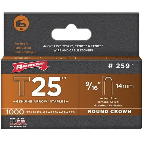 High Quality Arrow Fastener 259 T25 9/16 Galvanized Steel Staples 100-Pack