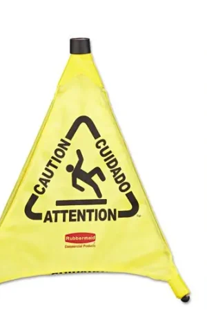 Free Returns Rubbermaid Commercial FG9S0000YEL Floor Pop-Up Safety Cones Caution Multi-Lingual Wet Floor Symbol Yellow 20