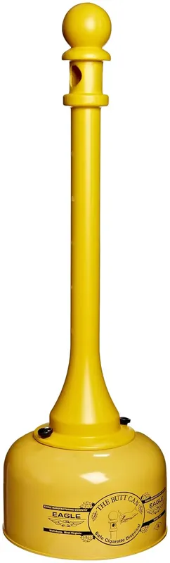 Eagle 1202 Galvanized Steel Poly Tube Cigarette Butt Receptacle, 2-1/2 Gallon Capacity, 35 Inch Height, 11 Inch Diameter, Yellow Genuine
