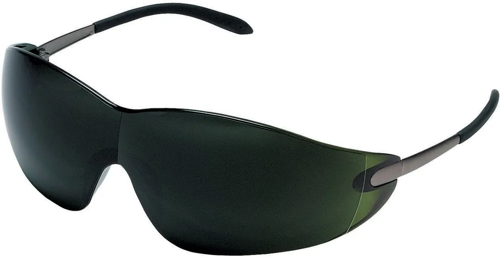 Last Chance MCR Safety S21150 Blackjack Safety Glasses Chrome Metal Temple 5.0 Green Lens
