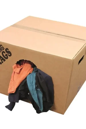 FyterTech WR6010C-50 Z-Rag Bulk Reclaimed Mixed Color T-Shirt Rags 50 lbs Box - NPSWR6010C50 High Quality
