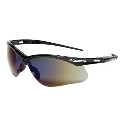Best Price Jackson Safety 50009 SG Series Safety Glasses Universal Size Blue Mirror Lens Black Frame Hardcoat Anti-Scratch