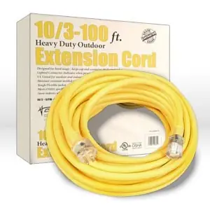 02689 Coleman Extension Cord,10/3 SJTW,L 100',Amps 15,Voltage 125 VAC,Yellow Place Order