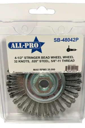 All-Pro SB-48042P Stringer Bead Wheel 4.5 Inch 32 Knot .020 Inch Steel Clamshell Weekend Sale