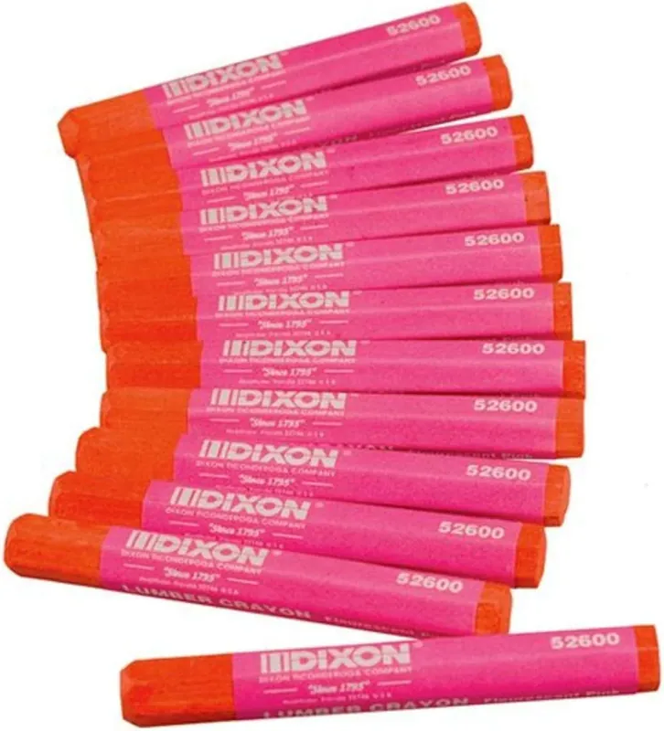 Dixon 52600 Lumber Marking Crayons Fluorescent Pink 12-Pack Crafted