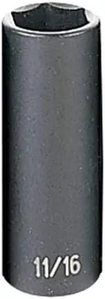 Grey Pneumatic 1022D Impact Socket 3/8 in Drive Size 11/16 in Socket Size Hex 6-point Deep Length Clearance