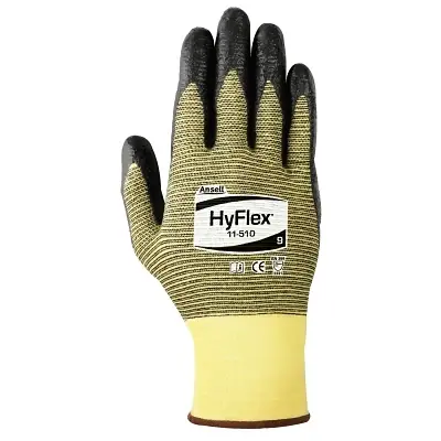 Premium Ansell 103415 11-510 Nitrile Palm Coated Gloves Size 9 Yellow Black