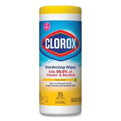 Fresh Stock Clorox CLOX01594 Disinfectant Wipes Lemon Fresh 35 Canister